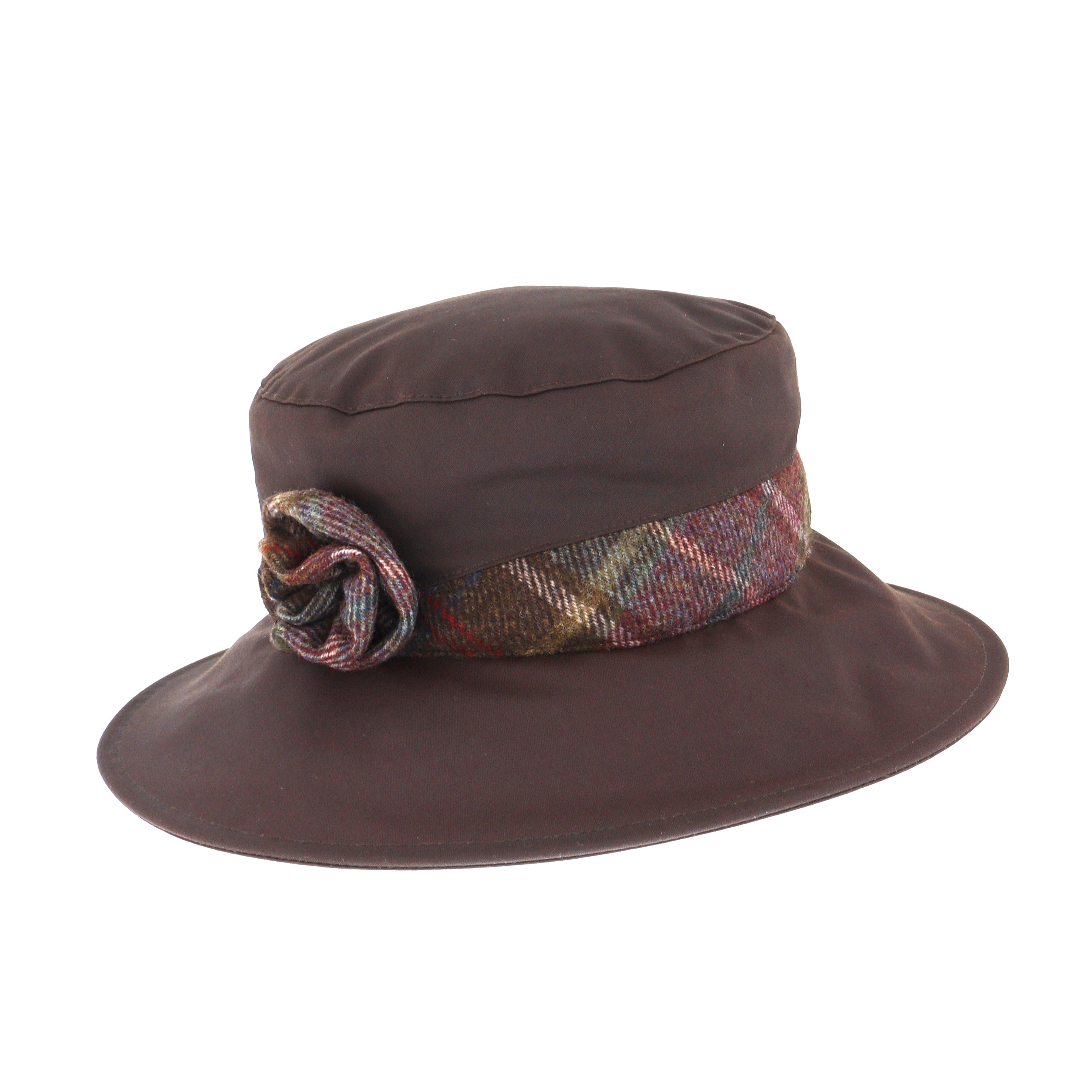 Whiteley Ladies Wax Cloche Hat In Chocolate Brown