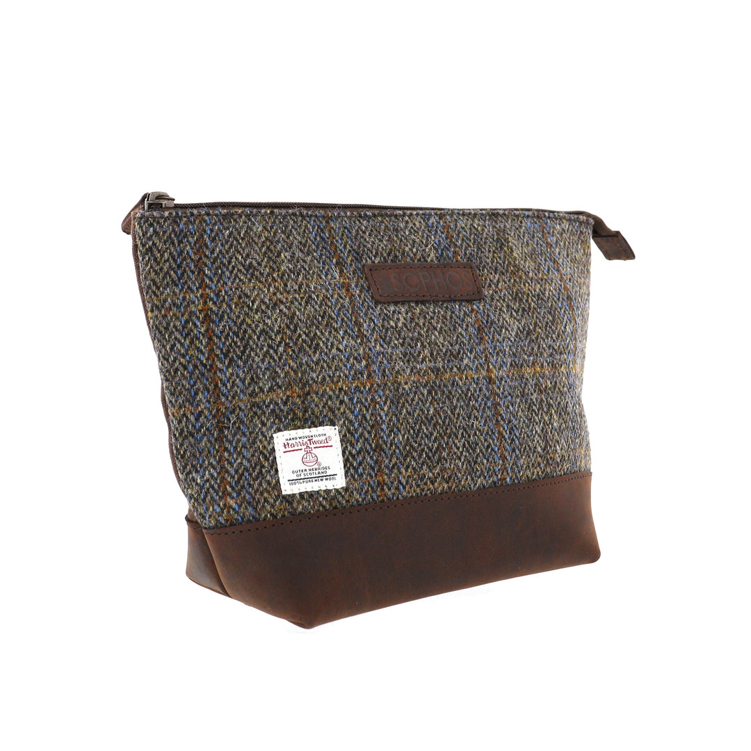 Carloway Harris Tweed & Leather Wash Bag