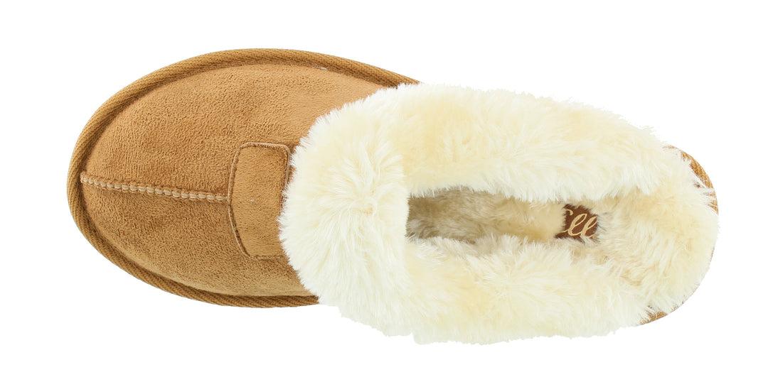 Ella Jill Fur Lined Memory Foam Mules Slippers In Chestnut