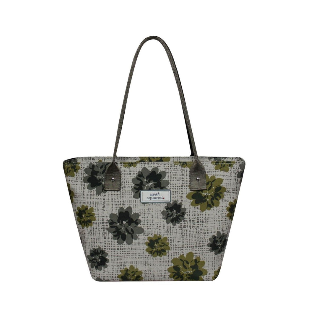 Grey Flower Oil Cloth Tote Bag by Earth Squared