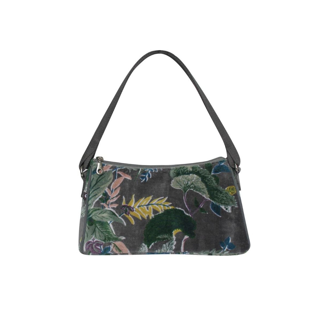 Grey Botanical Velvet Shoulder Bag by Earth Squared