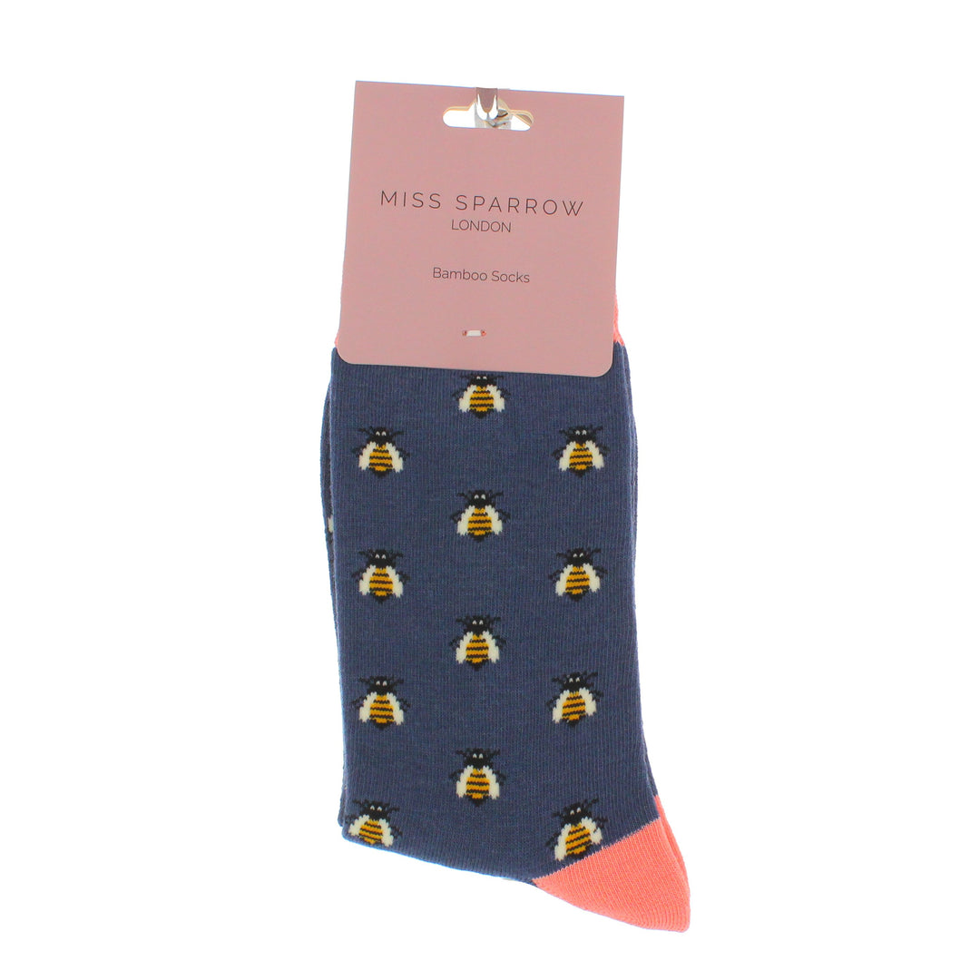 Miss Sparrow Bamboo Honey Bee Socks (Navy)