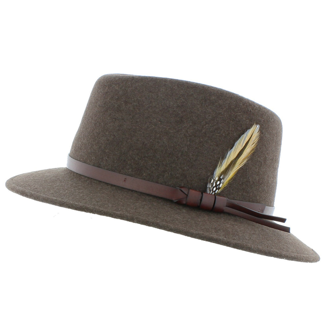 Curzon Classics Kent 100% Wool Crushable/Water Repellent Fedora Made in Italy