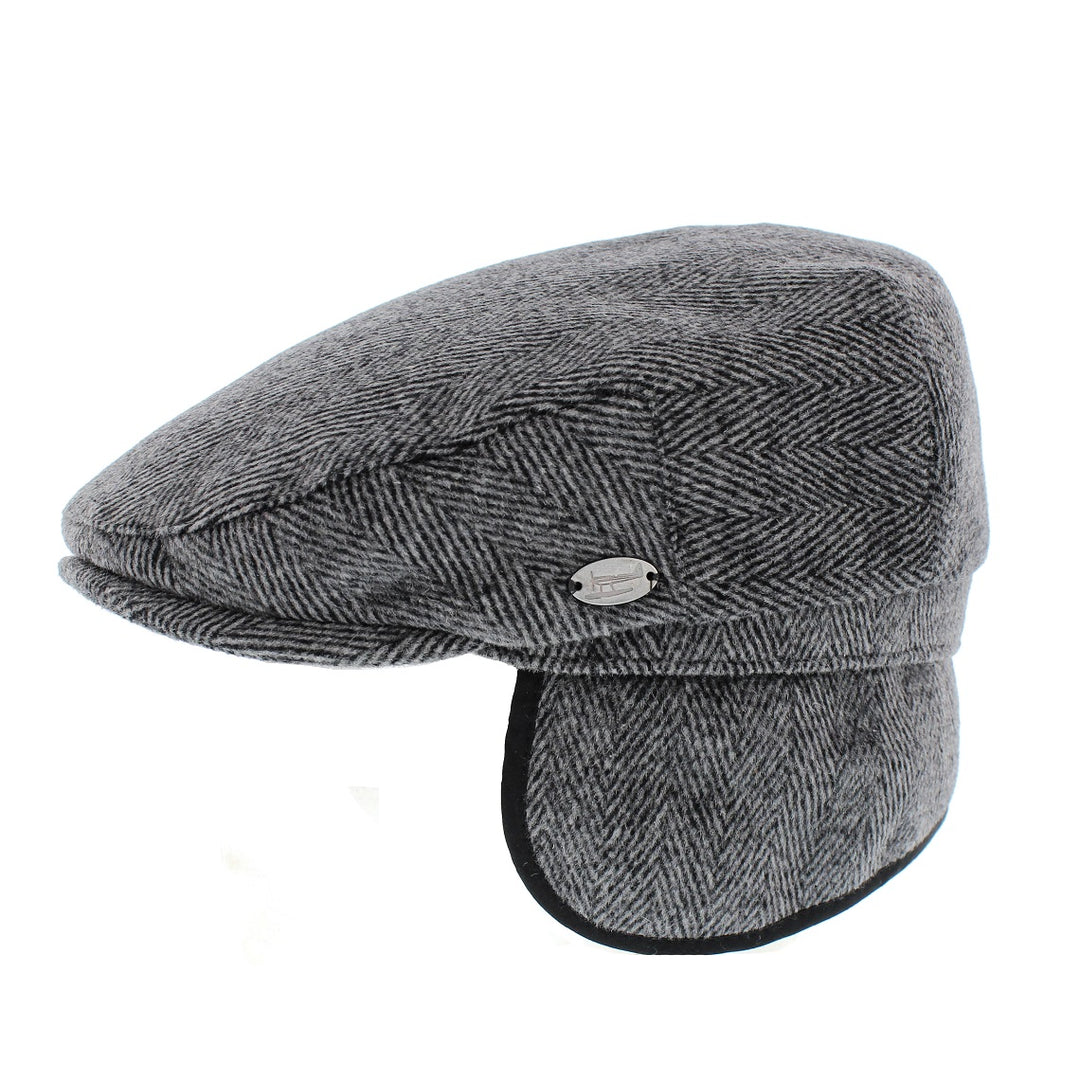 Whiteley Herringbone Tweed Earflap Flat Cap (M08)