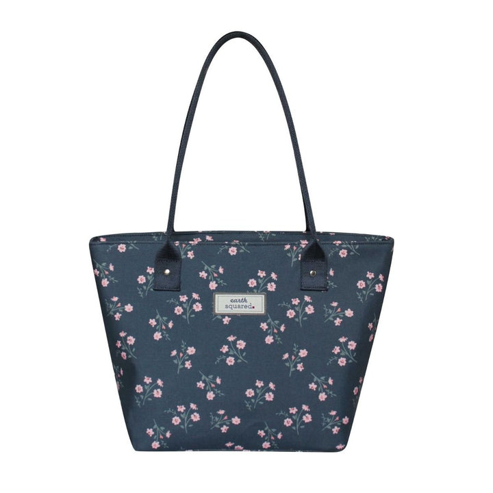 Navy Flower Oil Cloth Tote Bag by Earth Squared