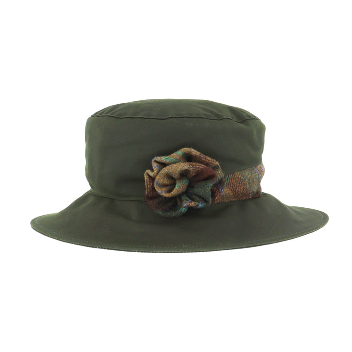 Whiteley Ladies Wax Cloche Hat In Olive Green