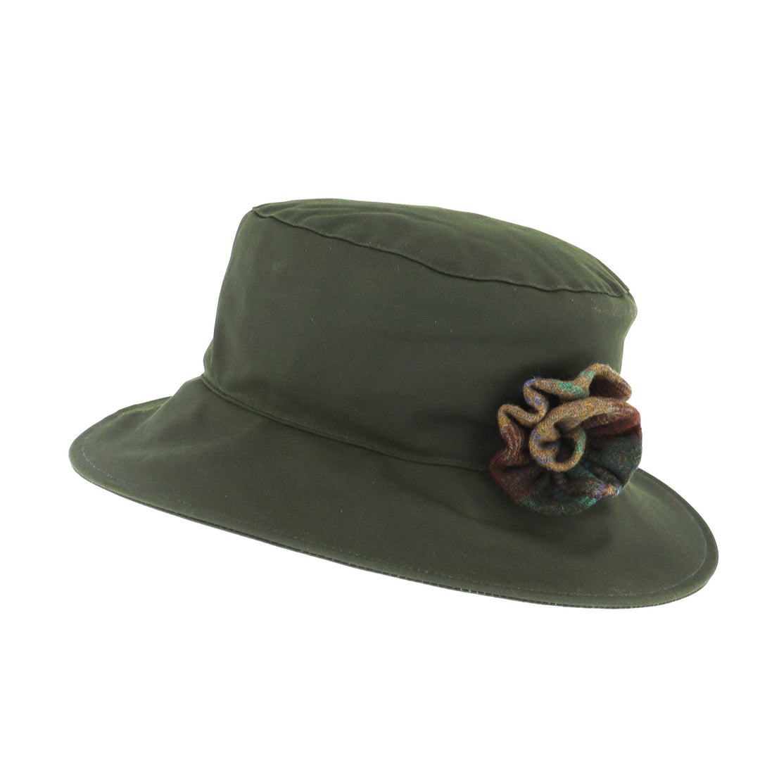 Whiteley Ladies Wax Cloche Hat In Olive Green