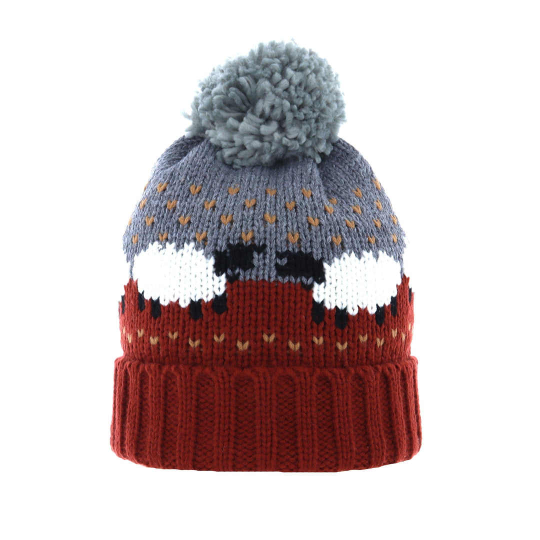 Red & Grey Sheep Bobble Hat