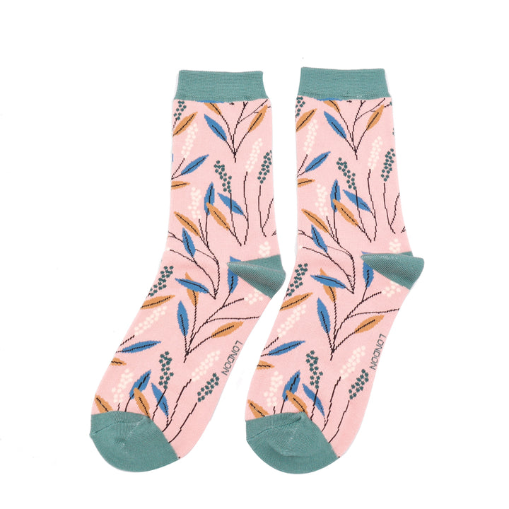 Miss Sparrow Bamboo Socks Berry Branches (Dusky Pink)