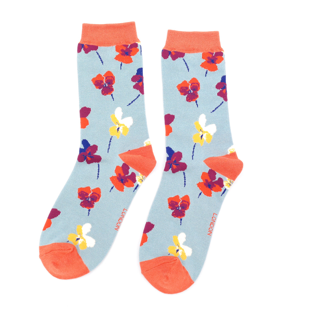 Miss Sparrow Bamboo Socks Violas (Denim)