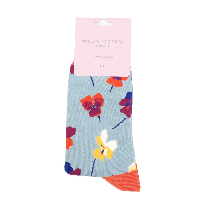 Miss Sparrow Bamboo Socks Violas (Denim)