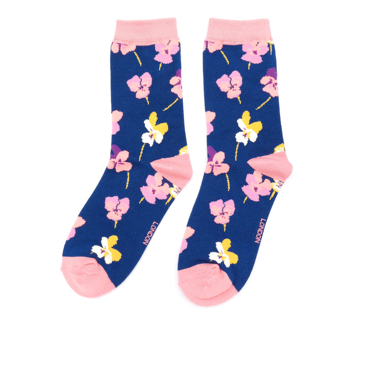 Miss Sparrow Bamboo Socks Violas (Navy)