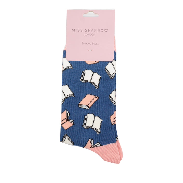 Miss Sparrow Bamboo Socks Books (Navy)