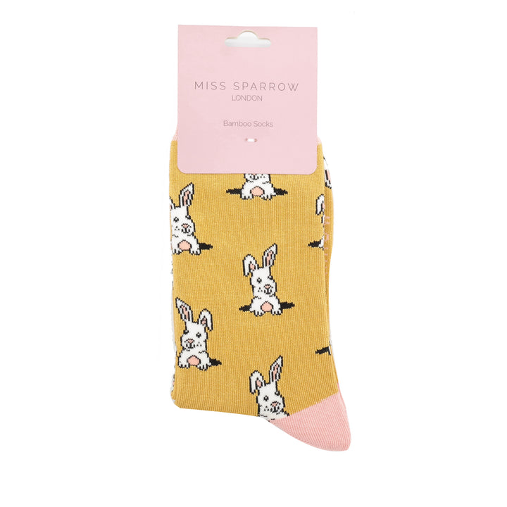 Miss Sparrow Bamboo Socks Peek a Bunnies (Yellow)