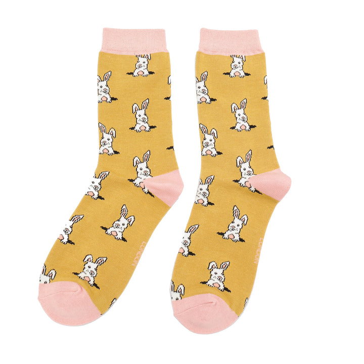 Miss Sparrow Bamboo Socks Peek a Bunnies (Yellow)