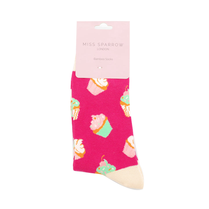 Miss Sparrow Bamboo Socks Cupcakes (Hot Pink)