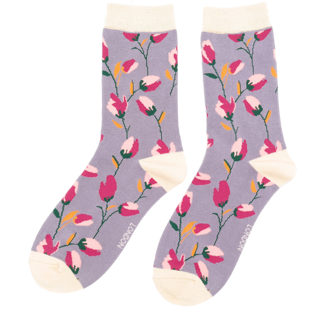 Miss Sparrow Bamboo Socks Ditsy Flowers (Lavender)