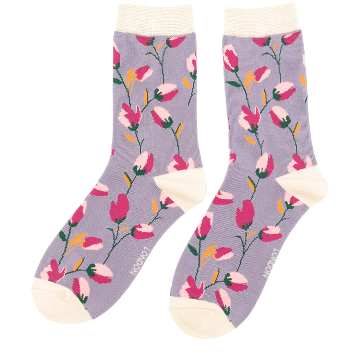 Miss Sparrow Bamboo Socks Ditsy Flowers (Lavender)