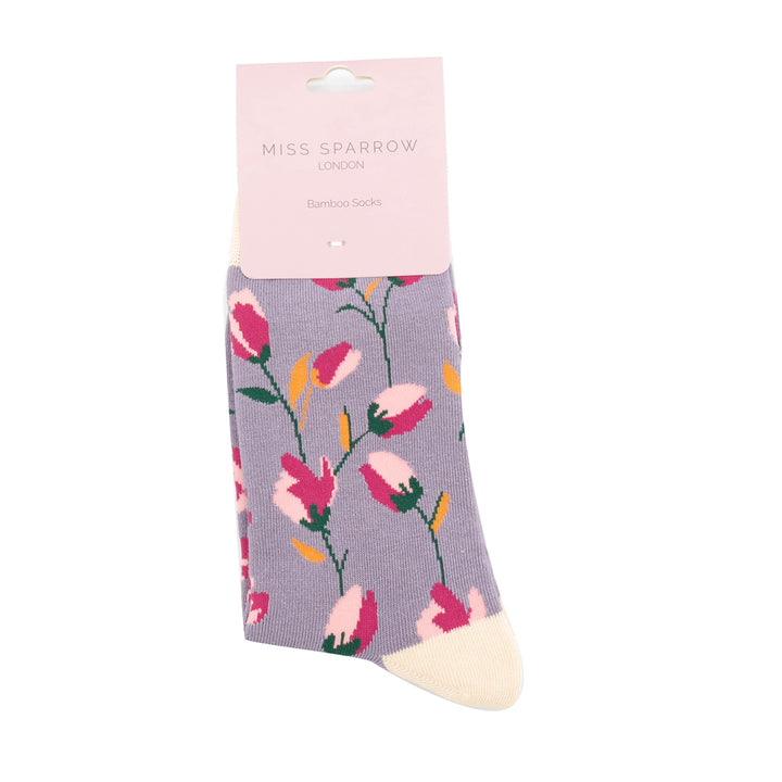 Miss Sparrow Bamboo Socks Ditsy Flowers (Lavender)