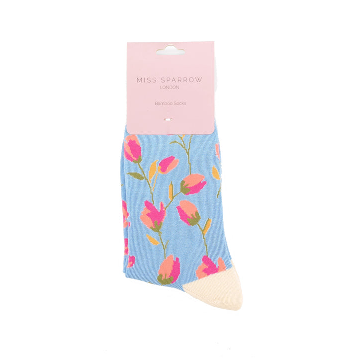 Miss Sparrow Bamboo Socks Ditsy Flowers (Sky)