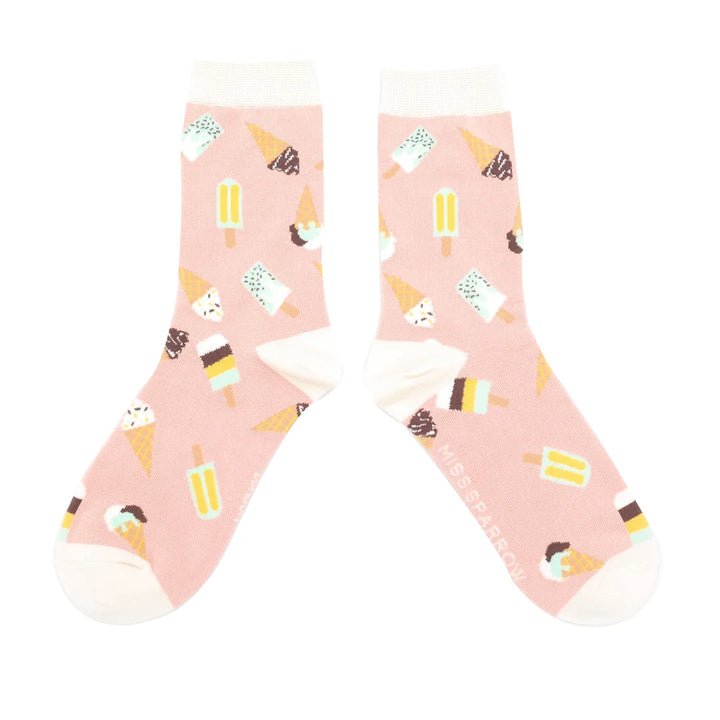 Miss Sparrow Bamboo Socks Ice Creams (Dusky Pink)