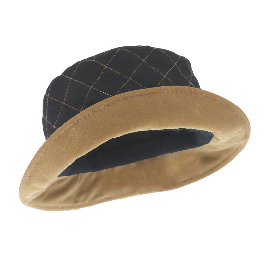 Whiteley Ladies Waxed Bucket Hat In Black/Tan