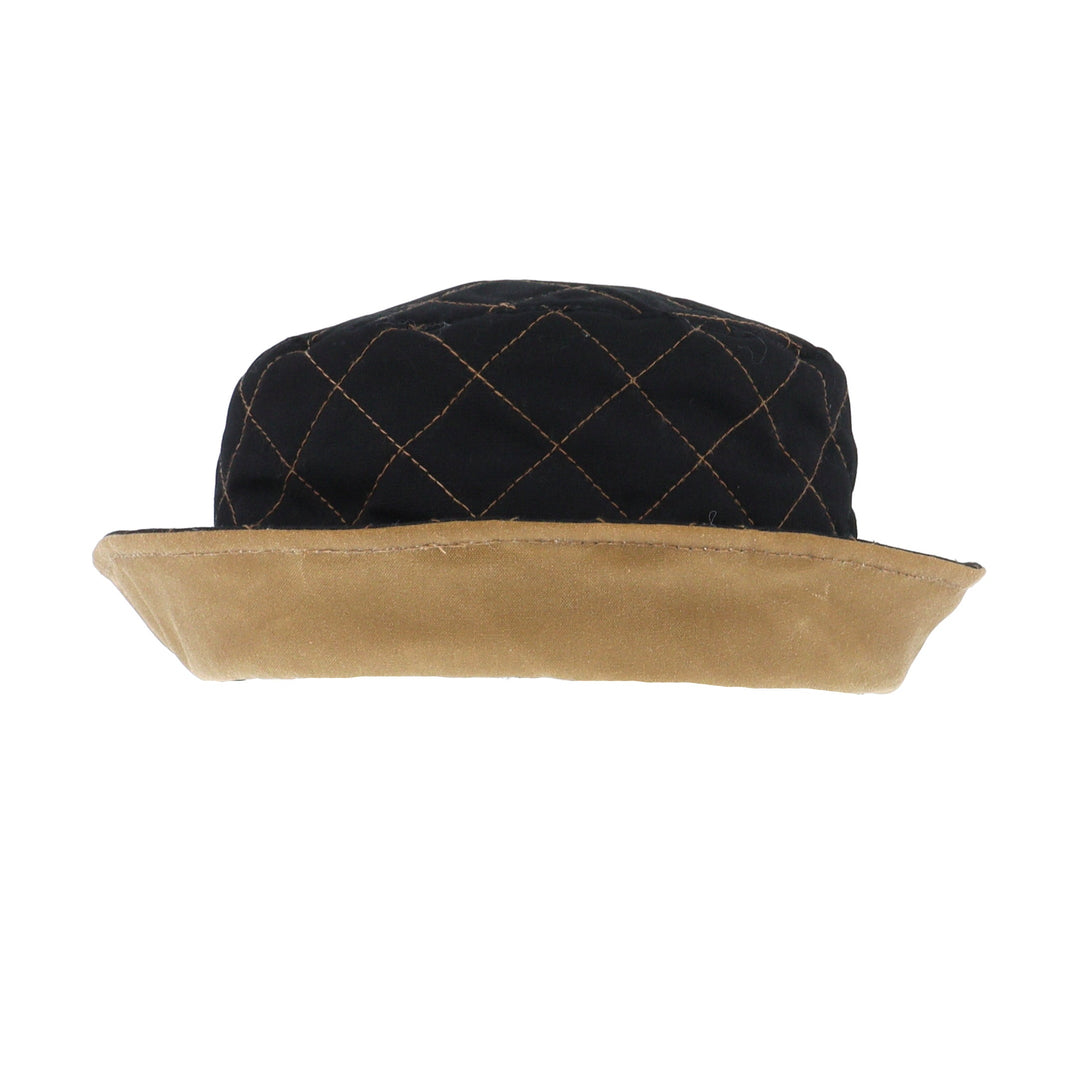 Whiteley Ladies Waxed Bucket Hat In Black/Tan