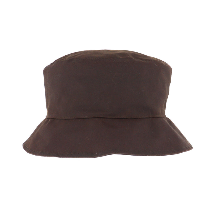 Whiteley Ladies Button Detail Wax Bucket Hat In Chocolate Brown