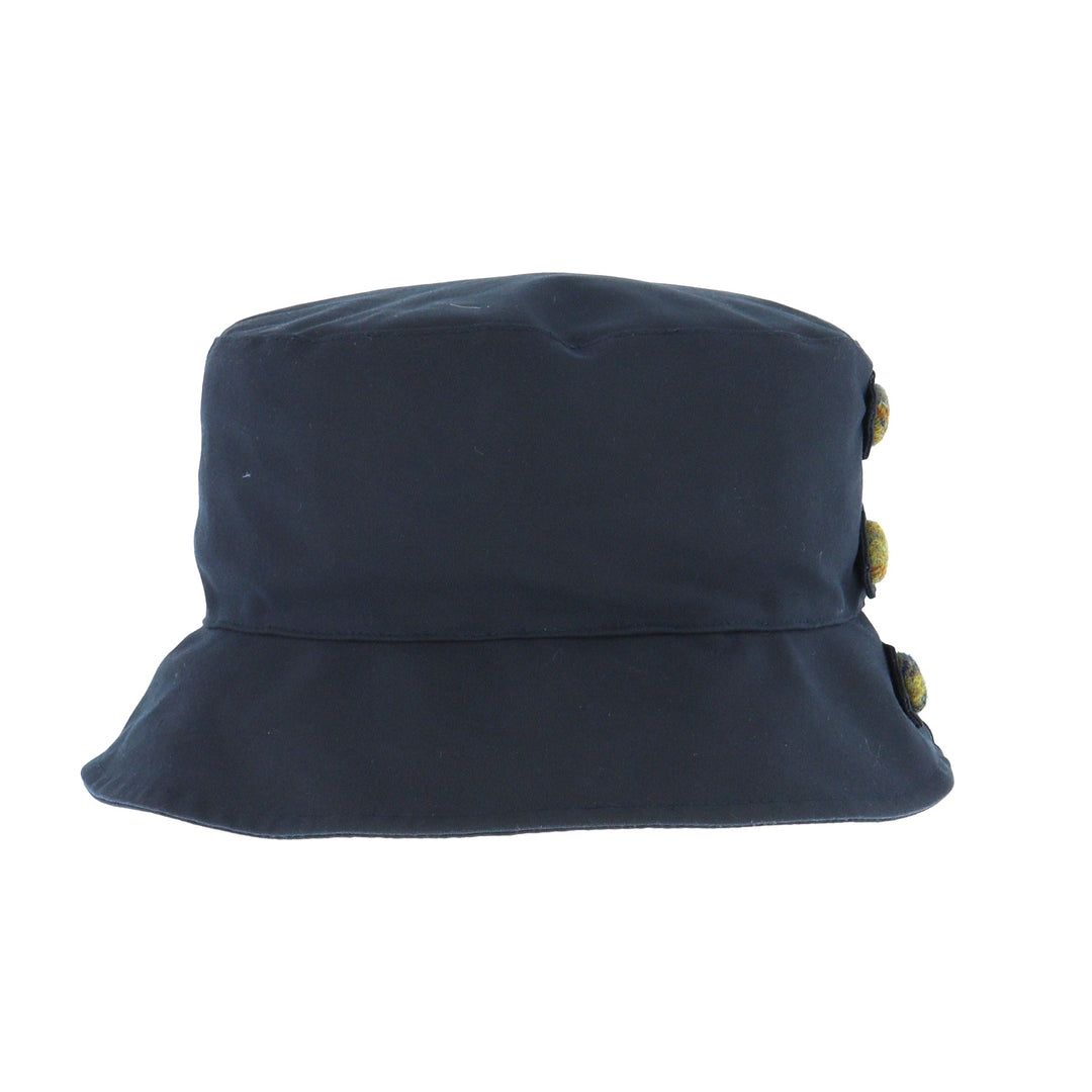 Whiteley Ladies Button Detail Wax Bucket Hat In Navy