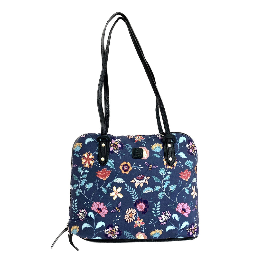 Flower Bloom & Bee Pattern Shoulder Handbag