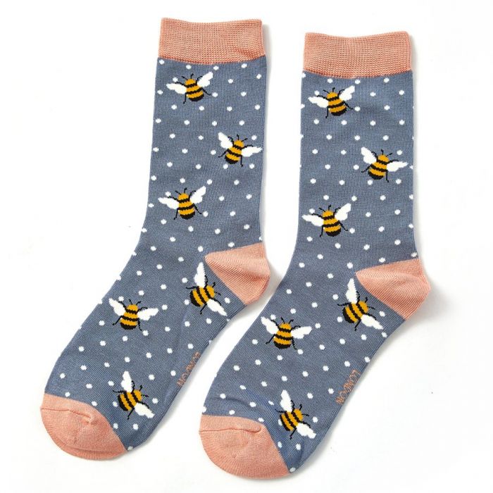 Miss Sparrow Bamboo Socks Bumble Bee Socks (Blue)