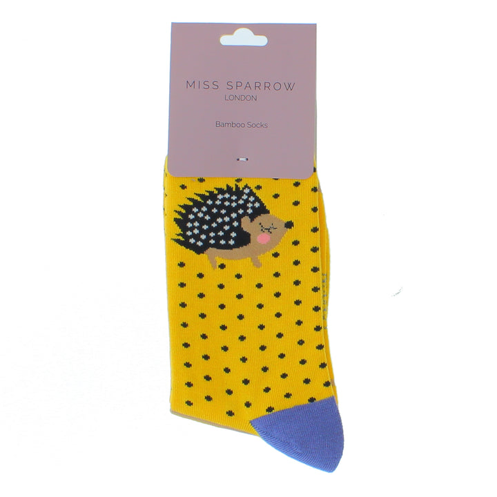 Miss Sparrow Bamboo Socks Little Hedgehogs In Yellow