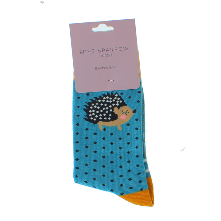Miss Sparrow Bamboo Socks Little Hedgehogs (Turquoise)