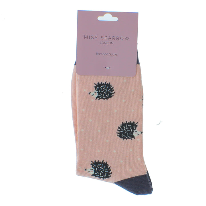 Miss Sparrow Bamboo Socks Sleepy Hedgehogs (Dusky Pink)