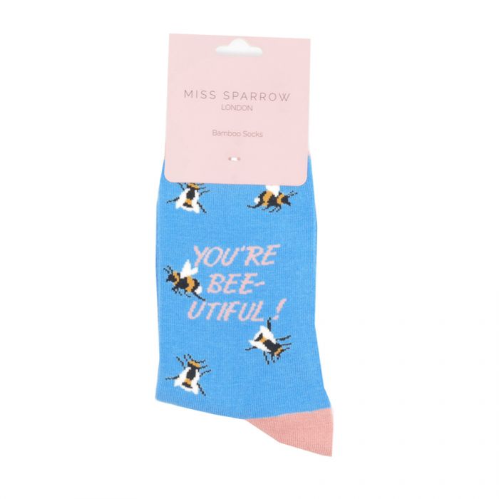 Miss Sparrow Bamboo Socks Bee-utiful (Sky Blue)