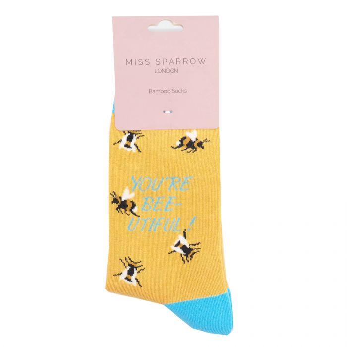 Miss Sparrow Bamboo Socks Bee-utiful (Yellow)