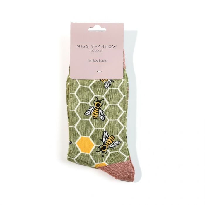 Miss Sparrow Bamboo Socks Bee Hive (Olive)
