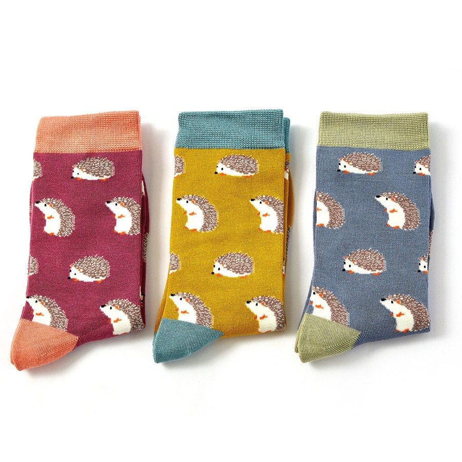 Miss Sparrow Bamboo Hedgehogs Socks 3 Pairs Gift Boxed