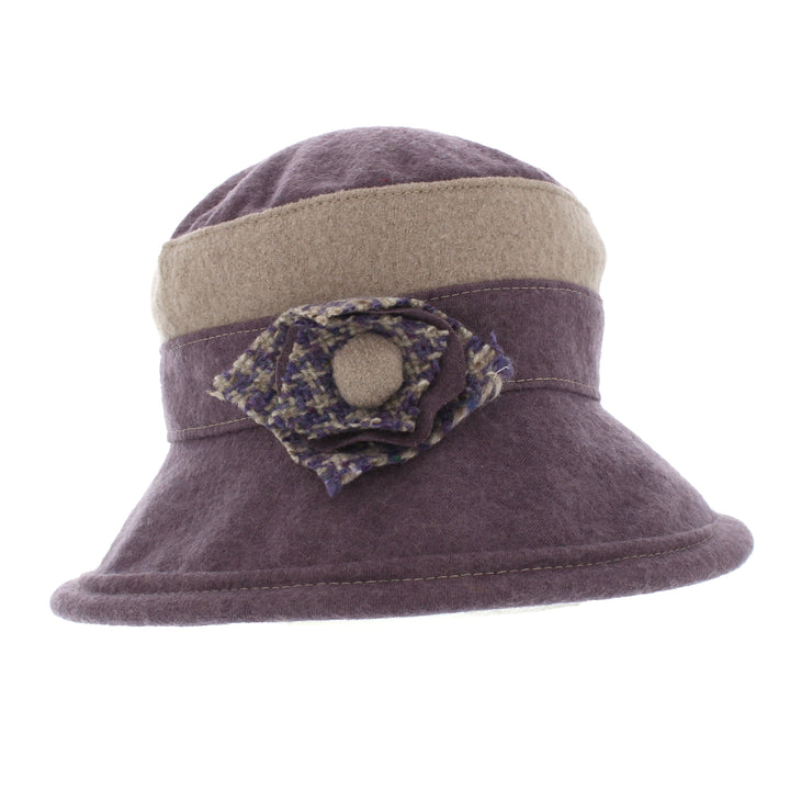 Max & Ellie Ladies Lilac & Grey Wool Cloche Hat