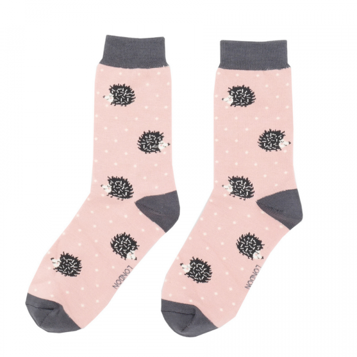 Miss Sparrow Bamboo Socks Sleepy Hedgehogs (Dusky Pink)